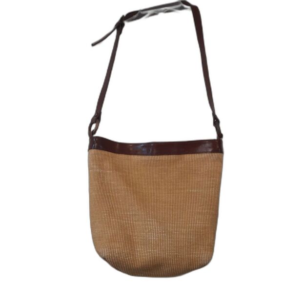 Neiman Marcus Collection Boho Peasant Shoulder Bag Purse Brown Beige VTG - Picture 1 of 9